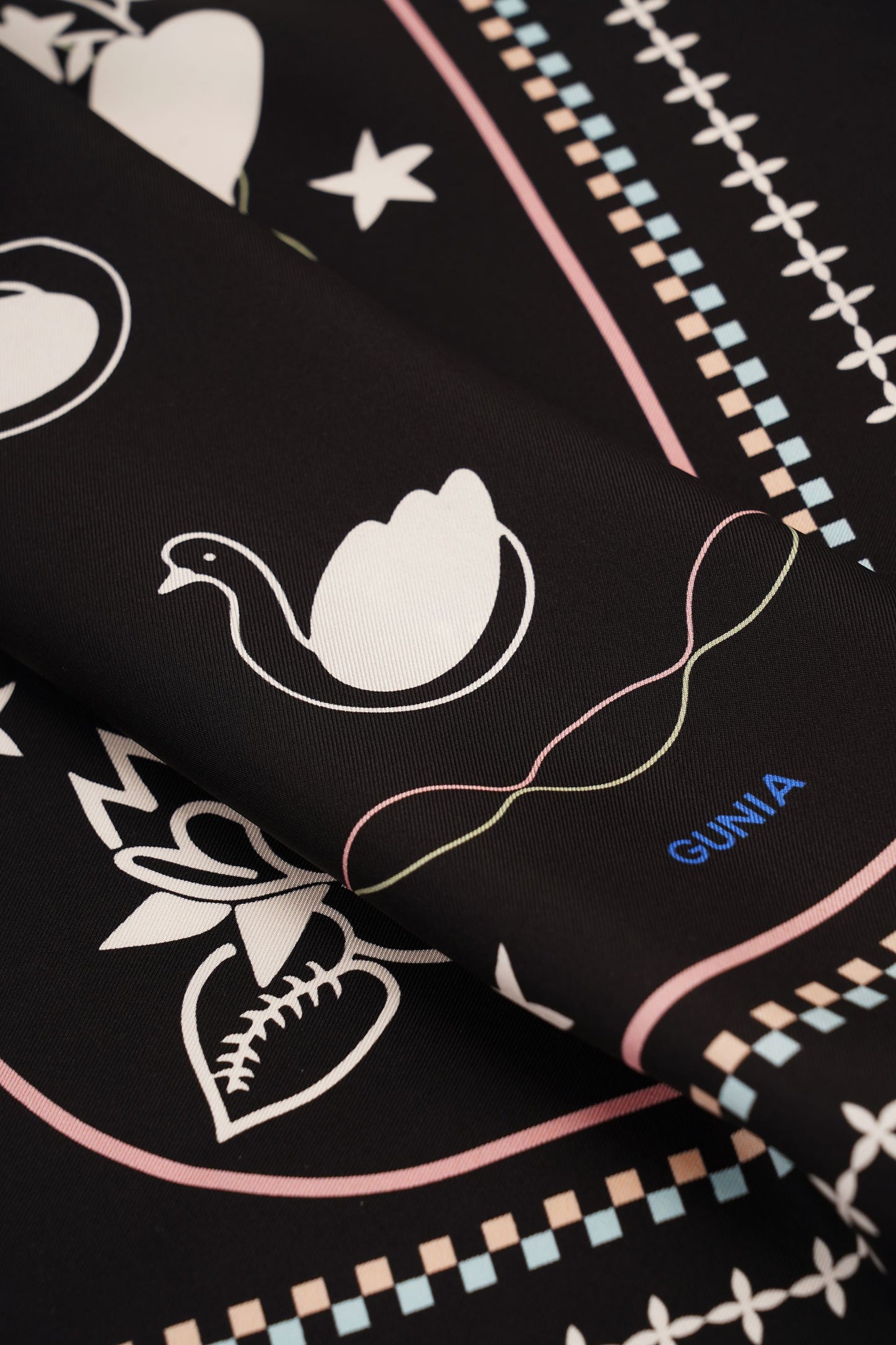 Lybid Silk Headscarf In Black 85cm GUNIA PROJECT