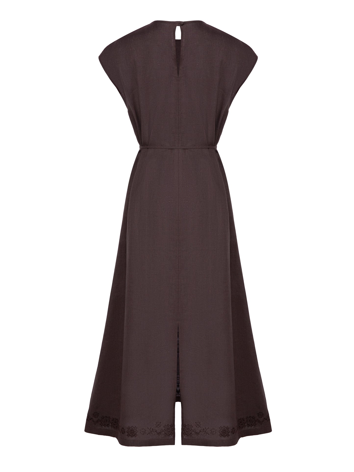 Brown embroidered dress Nevit ETNODIM