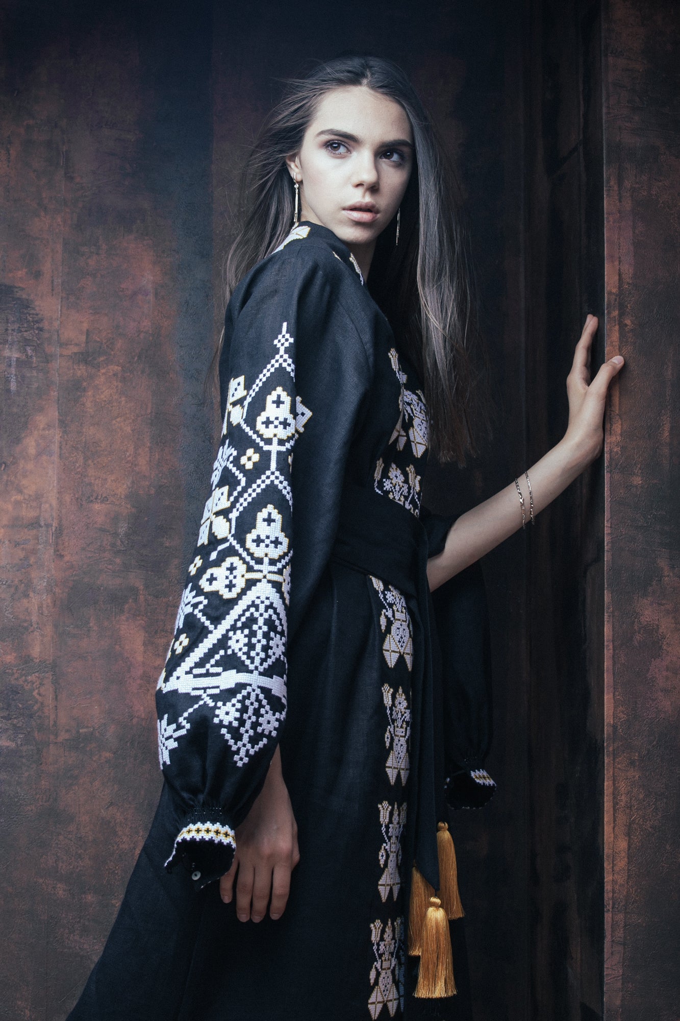 Flower of desert Black Maxi Dress FOBERINI