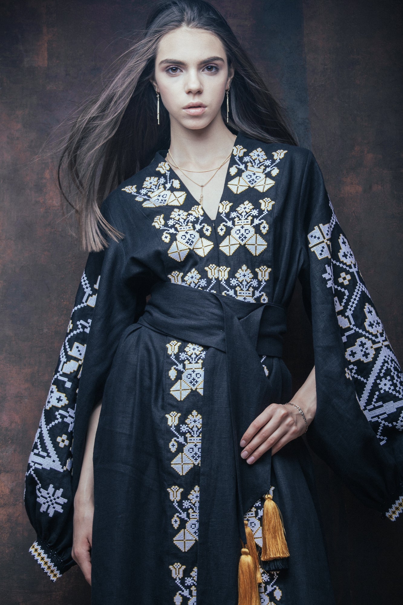 Flower of desert Black Maxi Dress FOBERINI