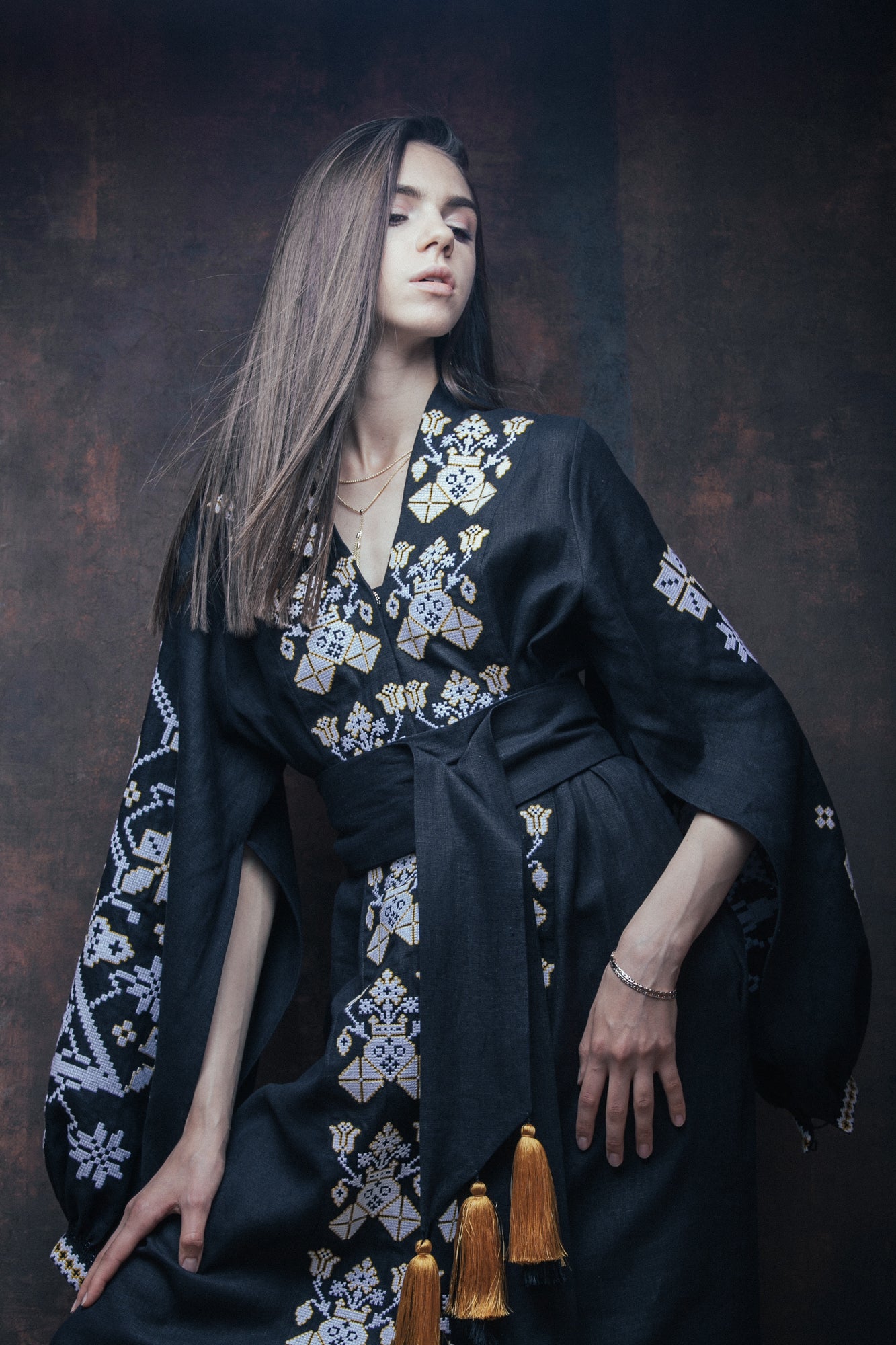 Flower of desert Black Maxi Dress FOBERINI