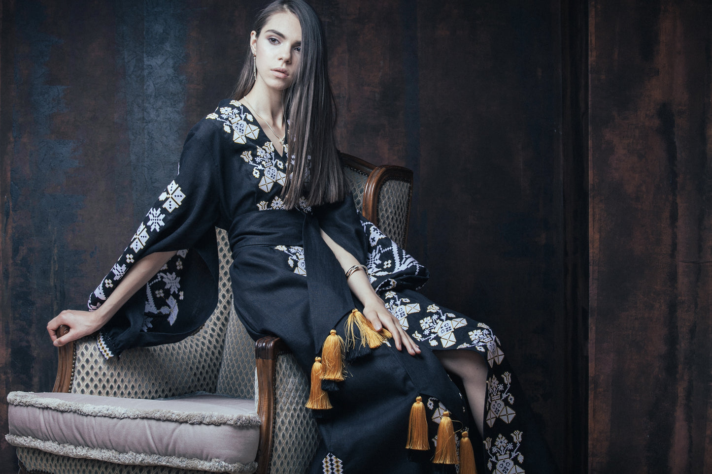 Flower of desert Black Maxi Dress FOBERINI