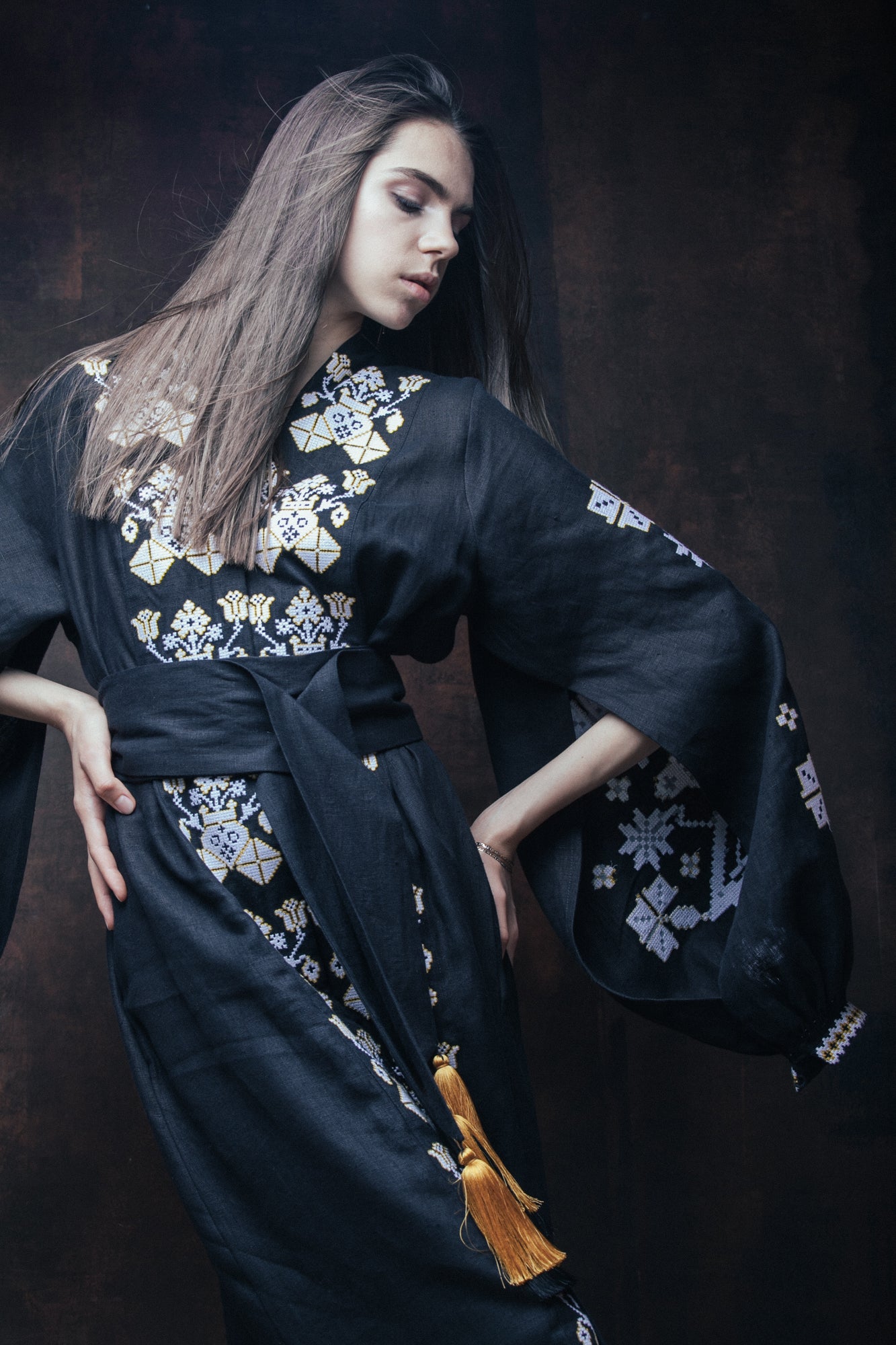 Flower of desert Black Maxi Dress FOBERINI