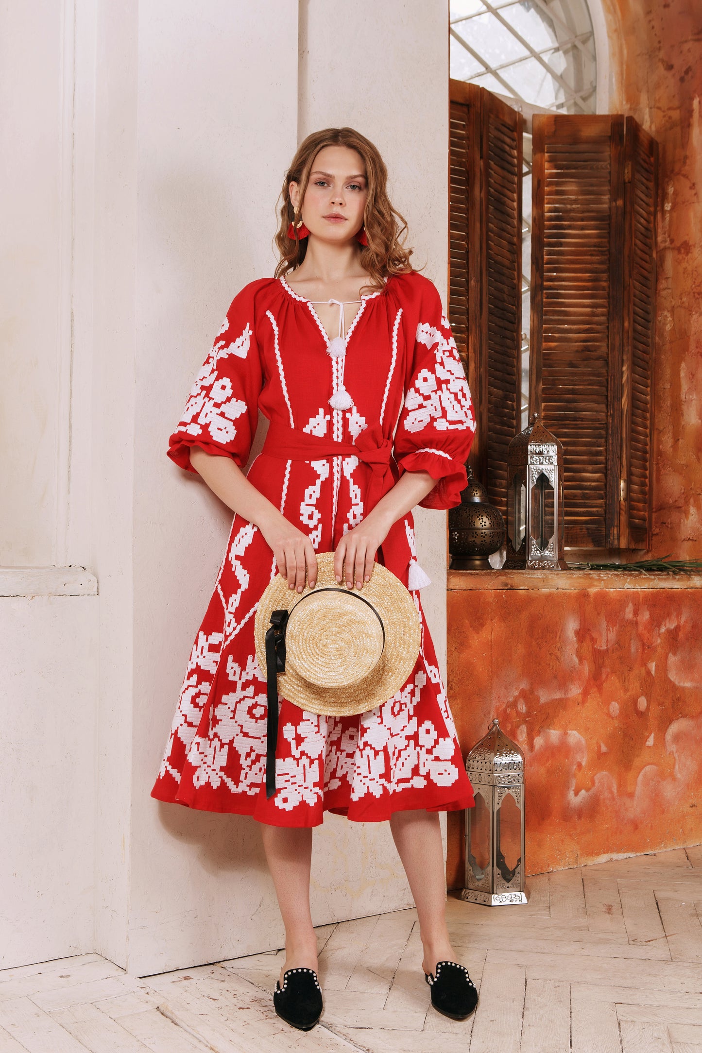 Marichka Red Midi Dress FOBERINI