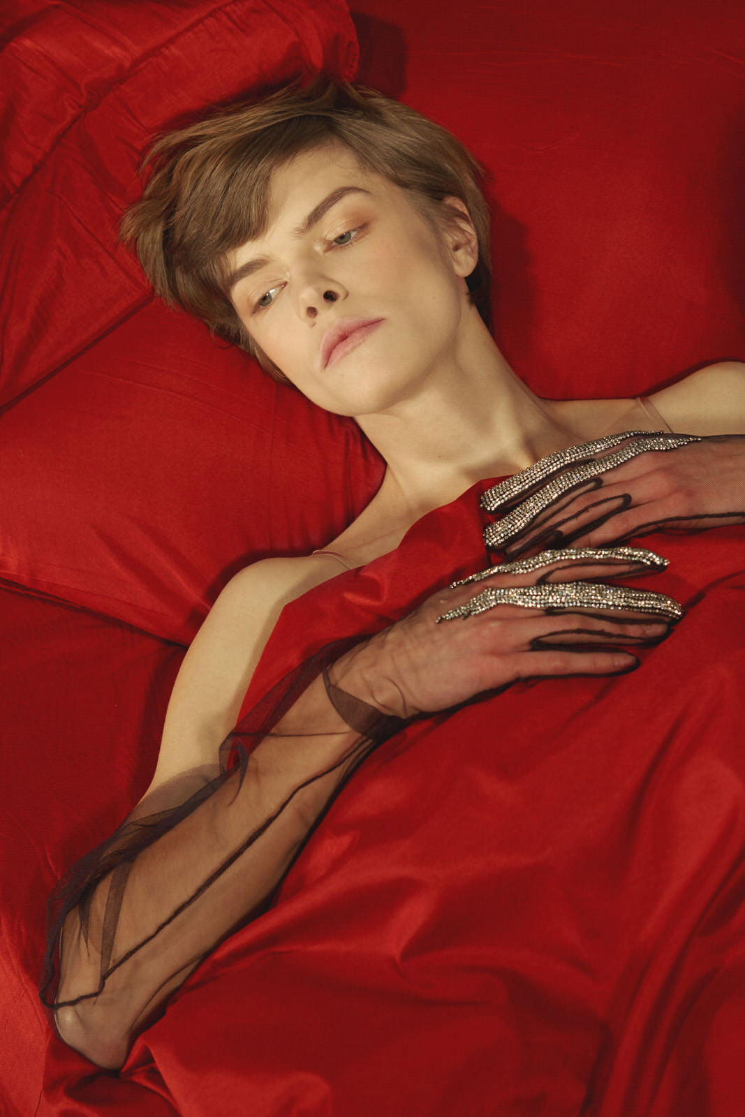 Embellished Transparent Net Gloves FROLOV