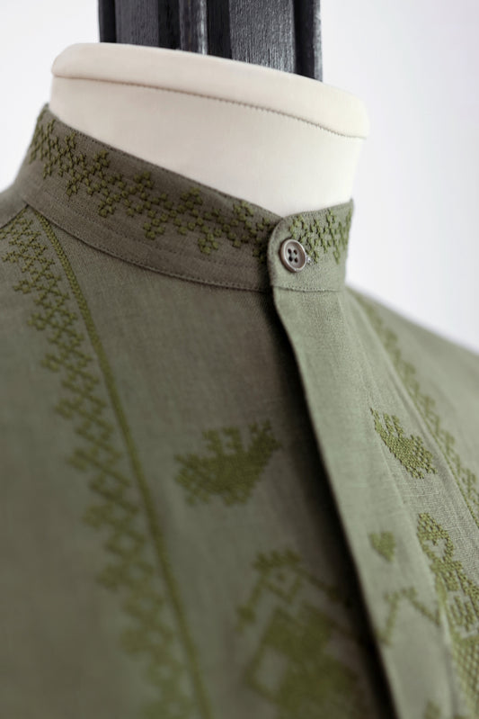 Embroidery shirt Vyshyvanka Khaki INDPOSHIV