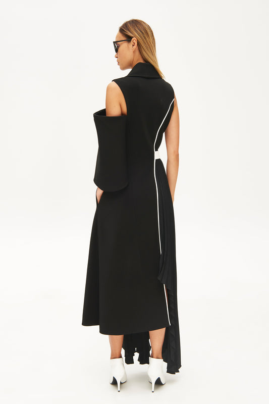 Black pleated side dress VALERY KOVALSKA