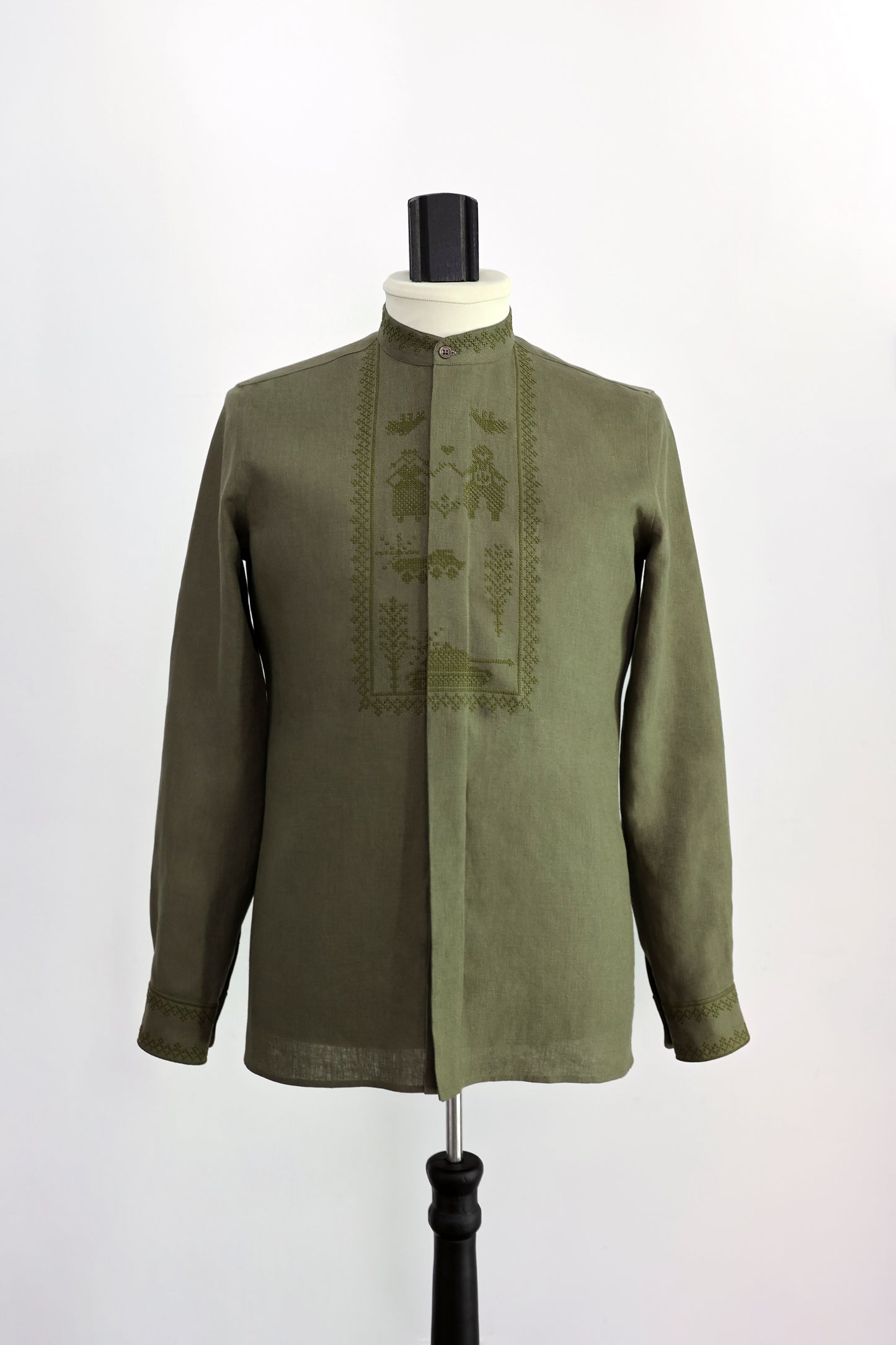 Embroidery shirt Vyshyvanka Khaki INDPOSHIV