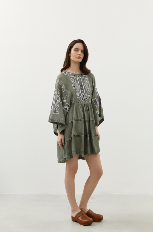 BRAILLE SHORT DRESS IN PALE GREEN My Sleeping Gypsy
