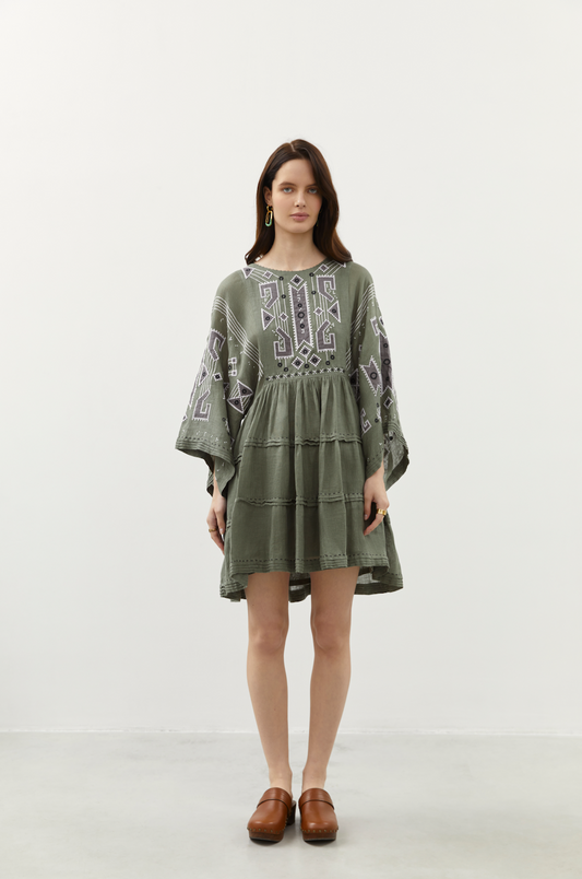 BRAILLE SHORT DRESS IN PALE GREEN My Sleeping Gypsy