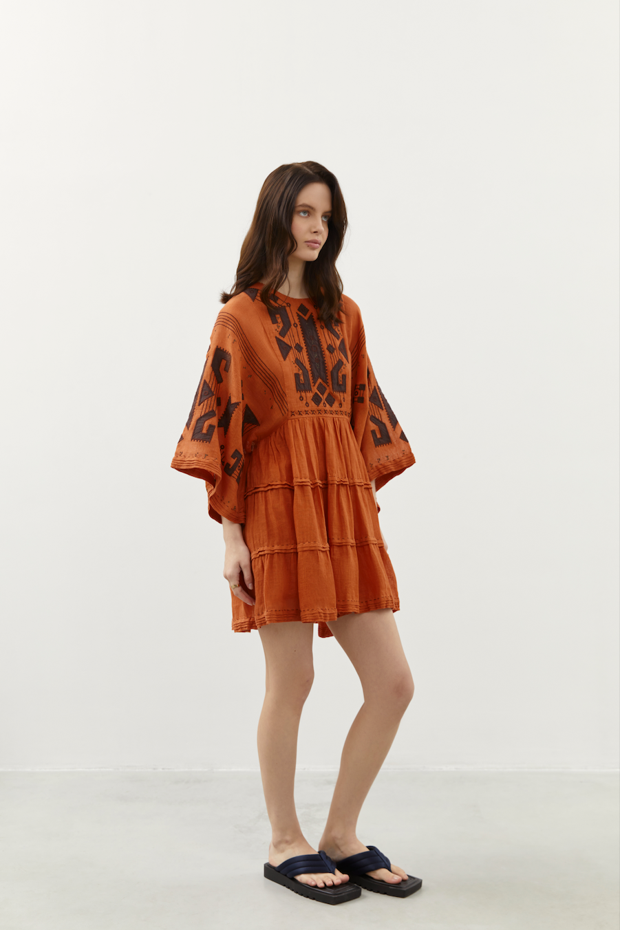 BRAILLE SHORT DRESS IN ORANGE My Sleeping Gypsy