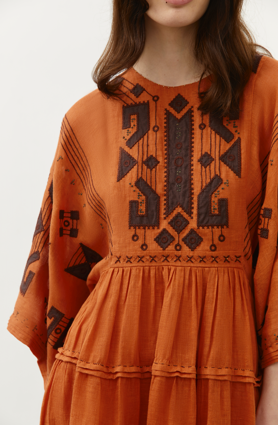 BRAILLE SHORT DRESS IN ORANGE My Sleeping Gypsy