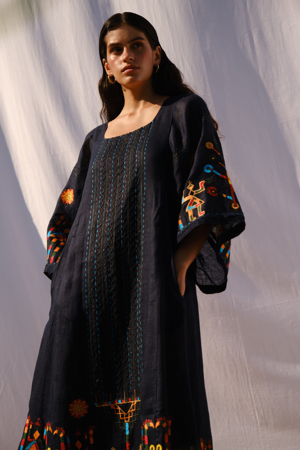RAIN PRAYER MIDI DRESS IN NAVY BLUE My Sleeping Gypsy