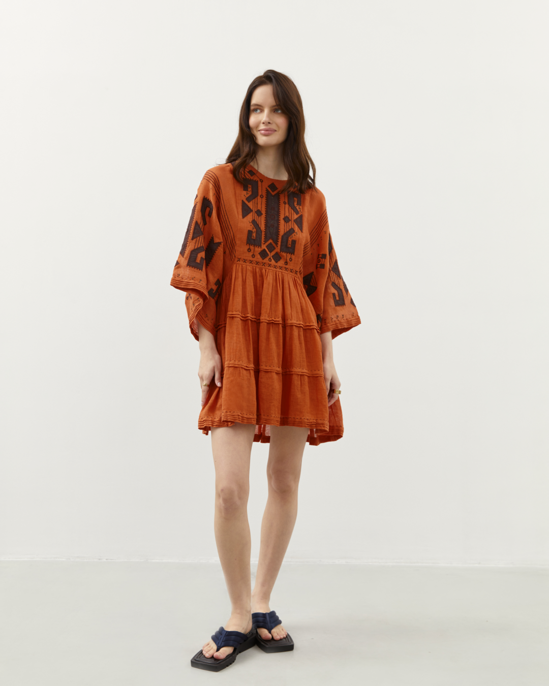 BRAILLE SHORT DRESS IN ORANGE My Sleeping Gypsy