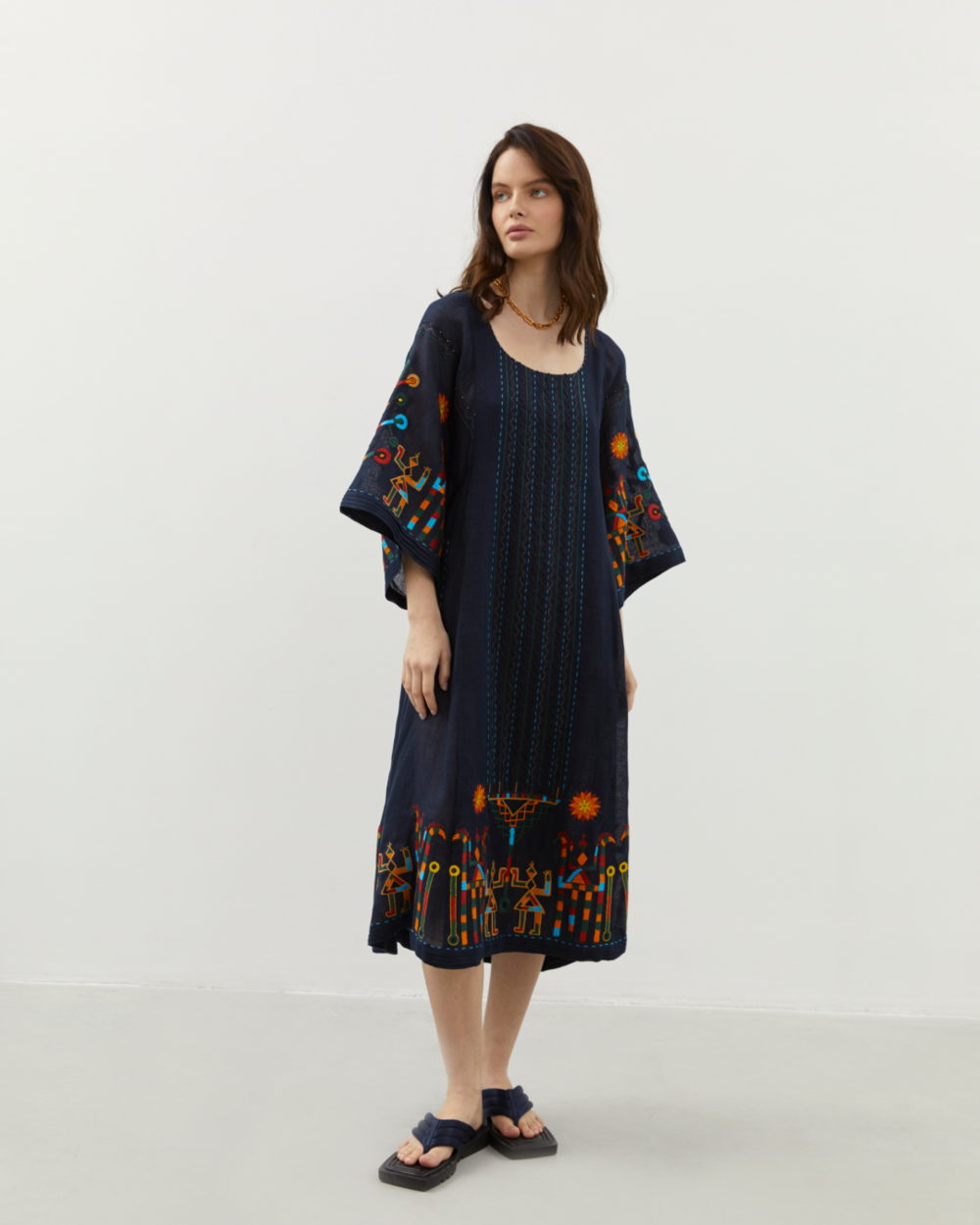 RAIN PRAYER MIDI DRESS IN NAVY BLUE My Sleeping Gypsy XS / NAVY BLUE RAIN PRAYER MIDI DRESS IN NAVY BLUE My Sleeping Gypsy XS / NAVY BLUE