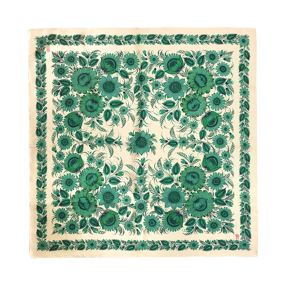 Silk Square Scarf Emerald OLIZ
