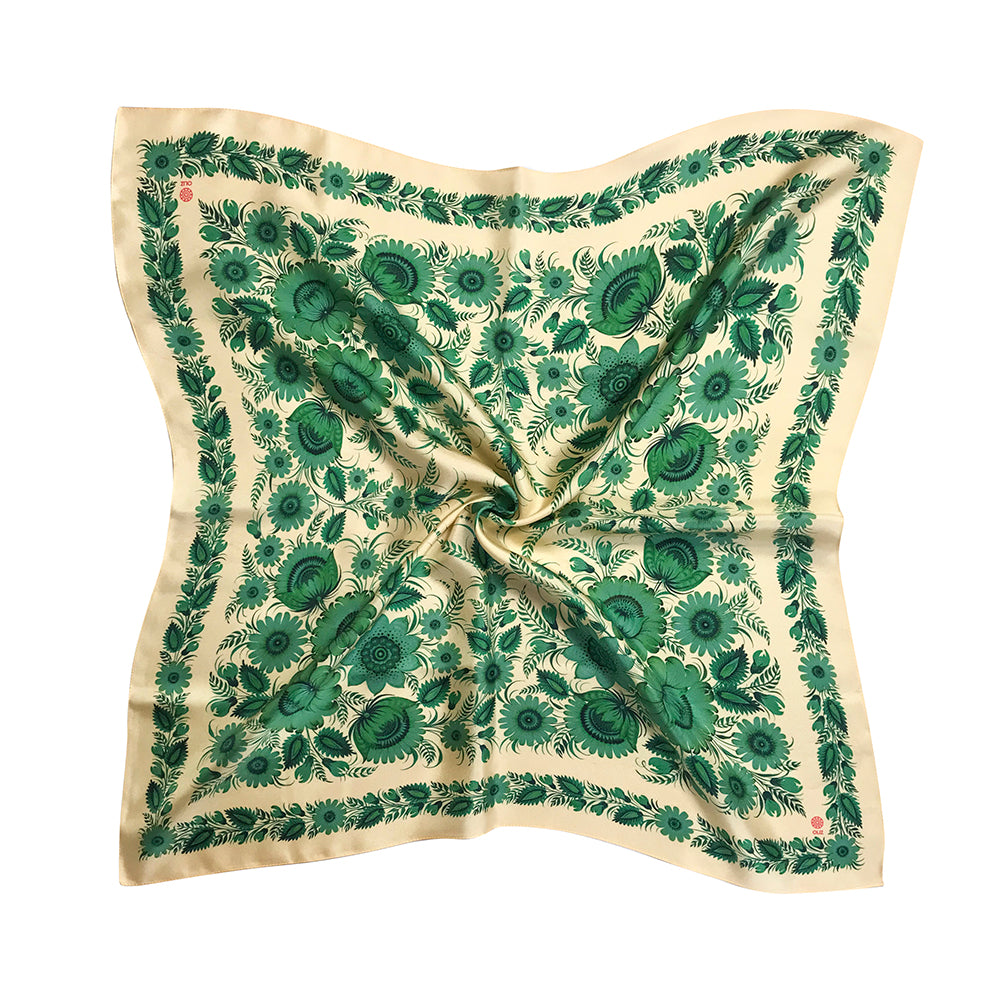 Silk Square Scarf Emerald OLIZ