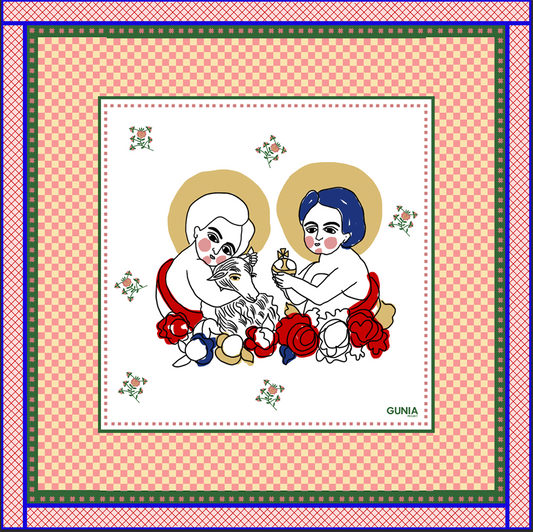 Silk Headscarf with the image of St.John and Jesus GUNIA PROJECT
