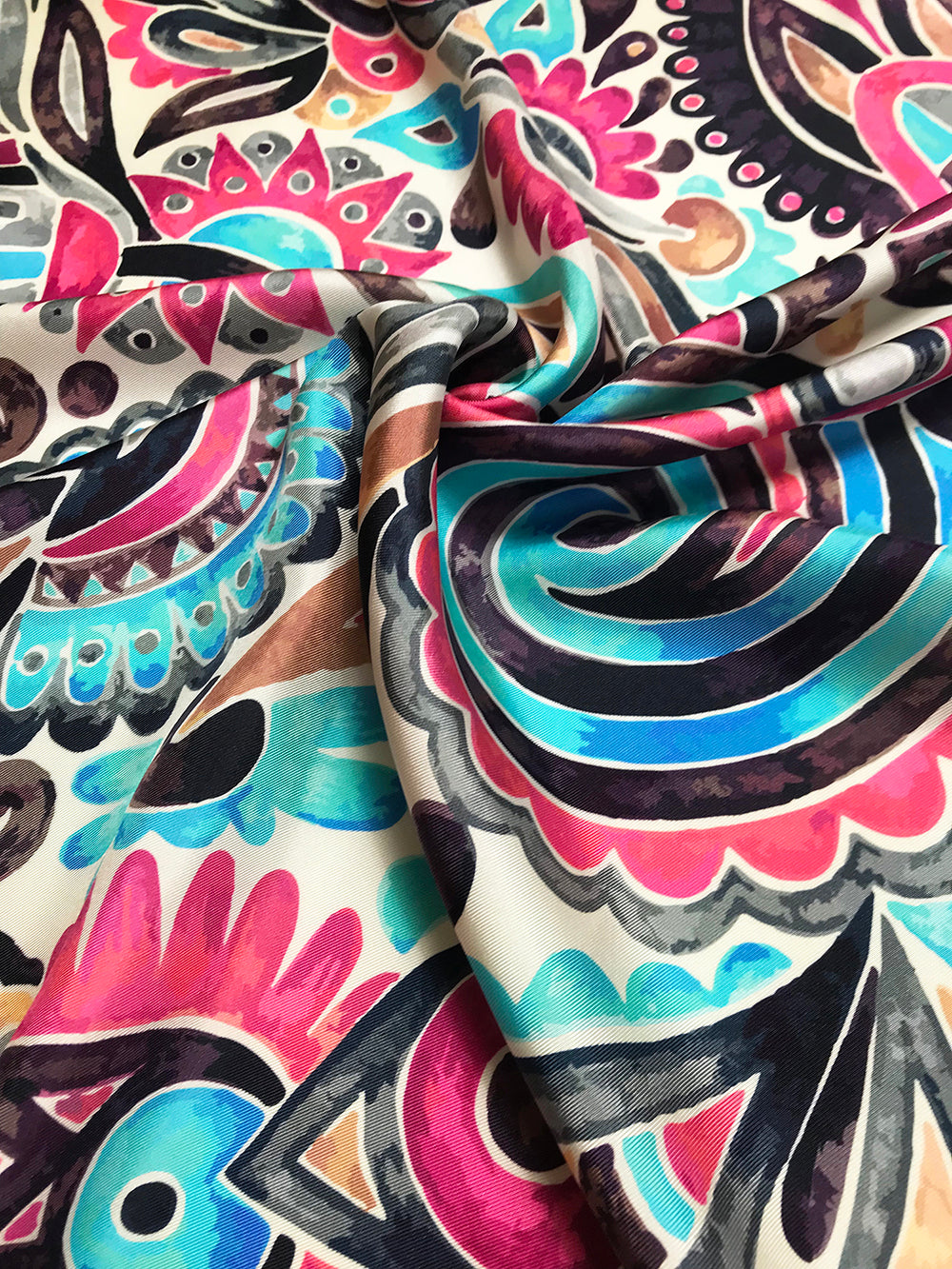 Silk Square Scarf Pink Abstract OLIZ