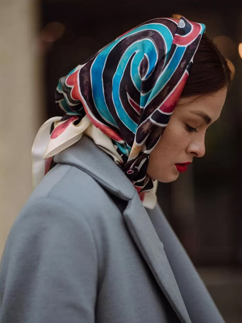 Silk Square Scarf Pink Abstract OLIZ