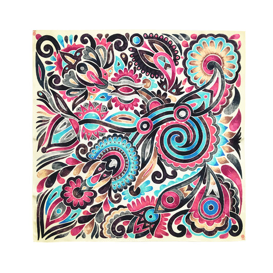 Silk Square Scarf Pink Abstract OLIZ