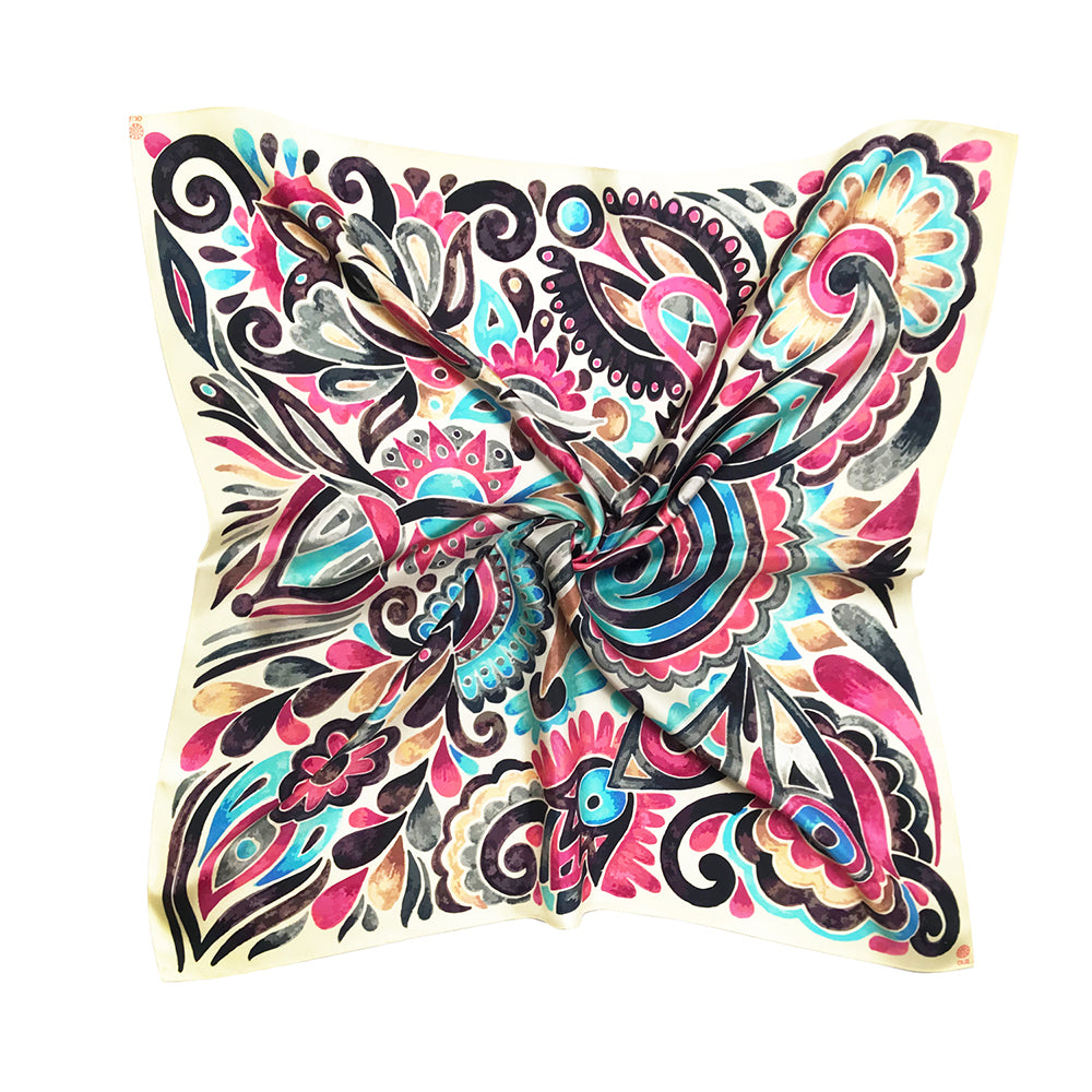 Silk Square Scarf Pink Abstract OLIZ