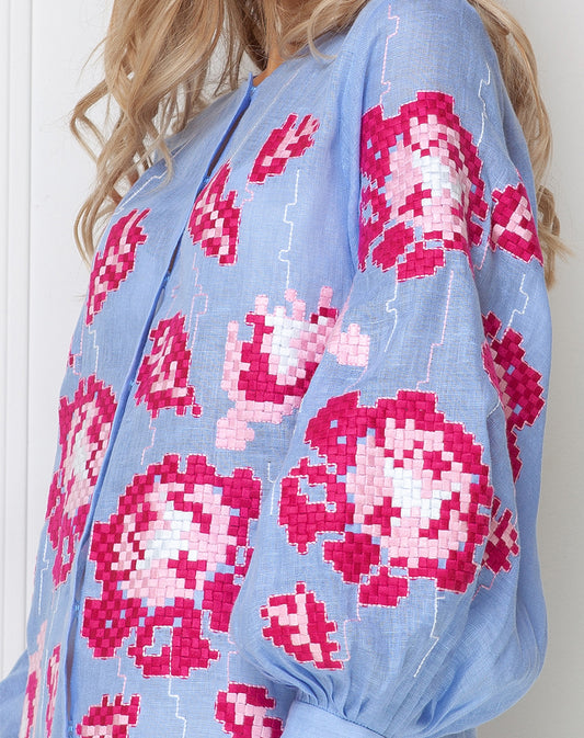 Camelia Light Blue Blouse FOBERINI