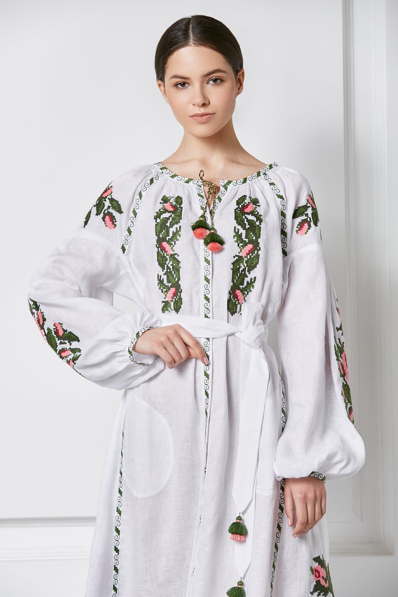 Claire Chic White Midi Dress FOBERINI
