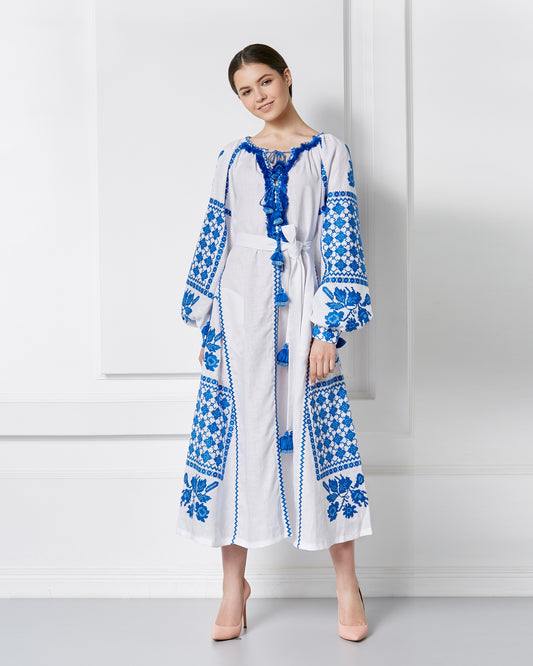 Gold White Midi Dress FOBERINI