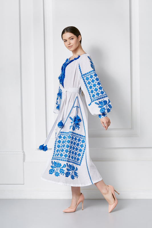 Gold White Midi Dress FOBERINI