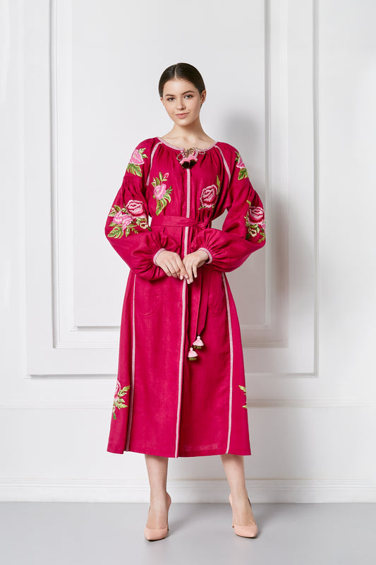 Flora Chic Bordo Midi Dress FOBERINI