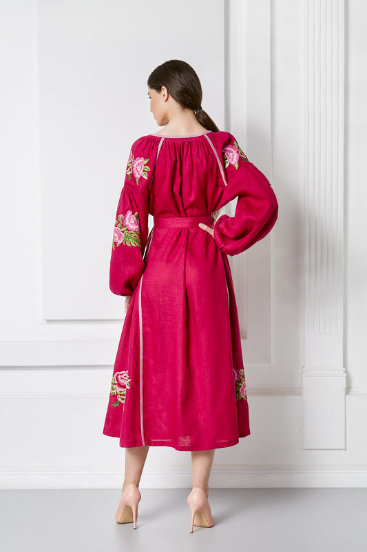 Flora Chic Bordo Midi Dress FOBERINI