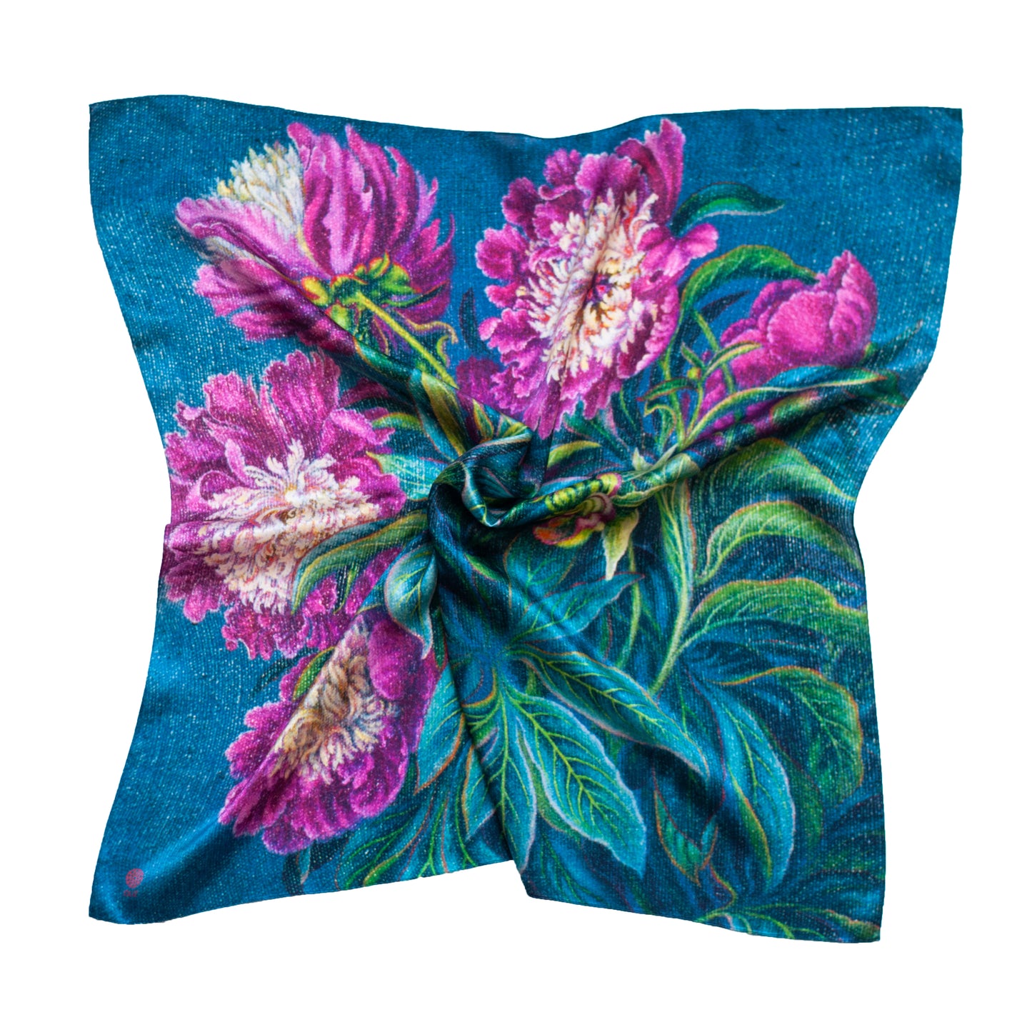 Silk Scarf Peonies 1958 year OLIZ