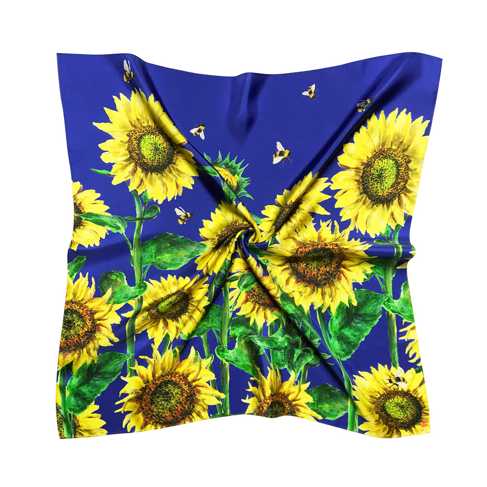 Silk Scarf Sunflowers and Bees OLIZ