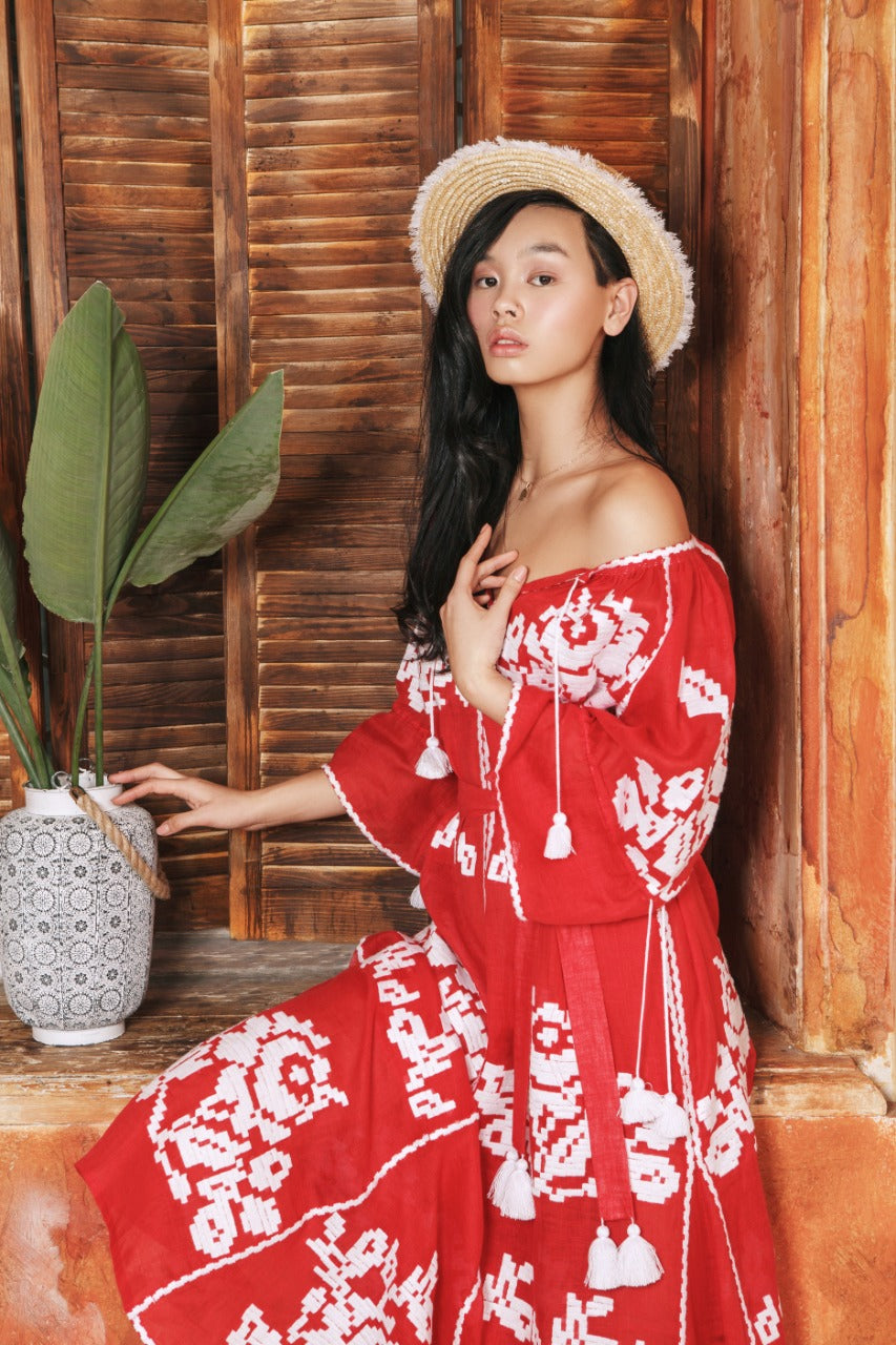 Red Sea Red Maxi Dress FOBERINI