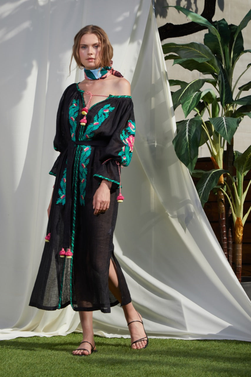 Claire Maxi Black Tunic FOBERINI