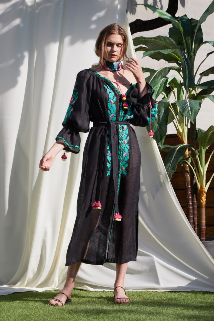 Claire Maxi Black Tunic FOBERINI