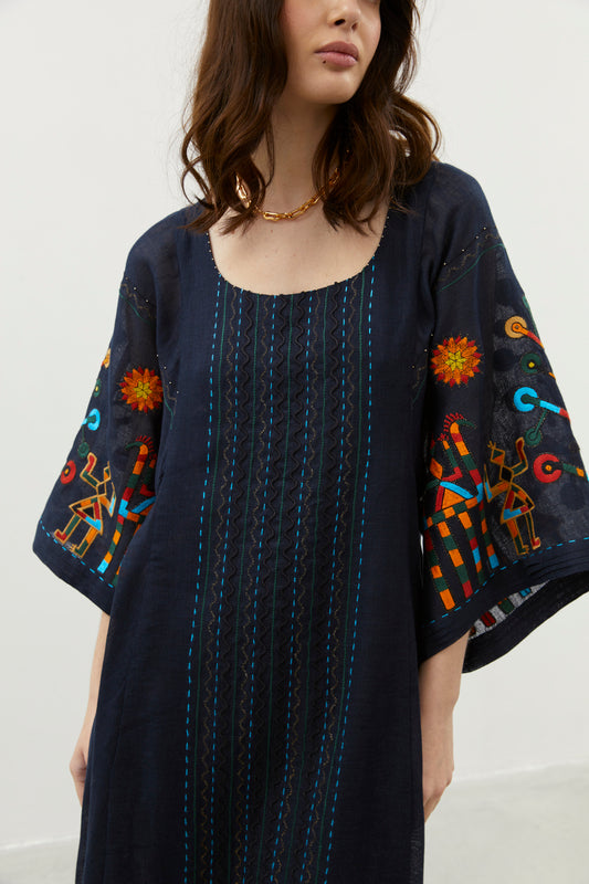 RAIN PRAYER MIDI DRESS IN NAVY BLUE My Sleeping Gypsy