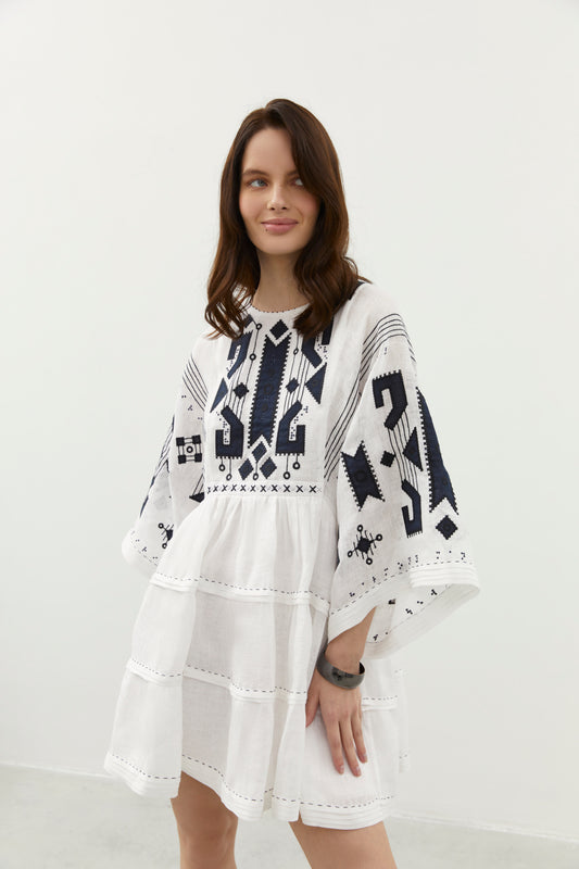 BRAILLE SHORT DRESS IN WHITE 
My Sleeping Gypsy