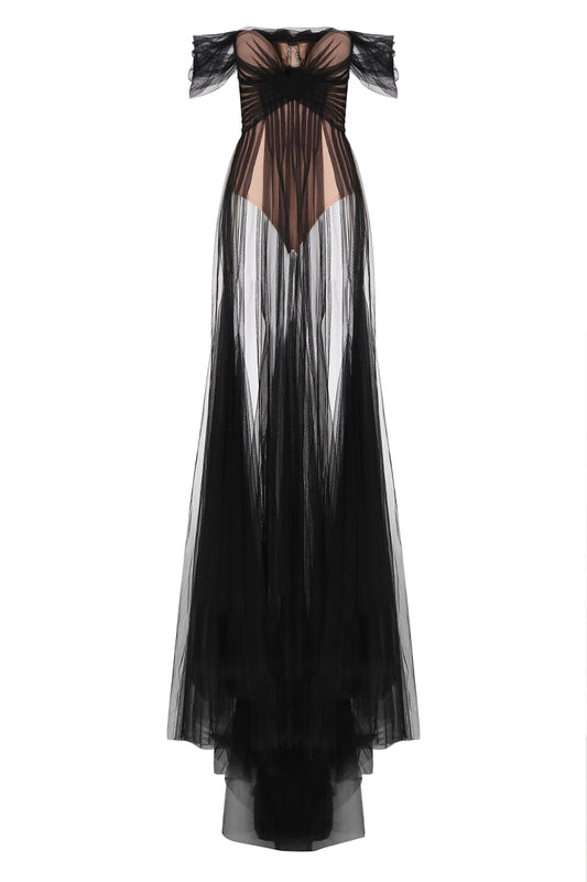 Corset Dress with net drape FROLOV