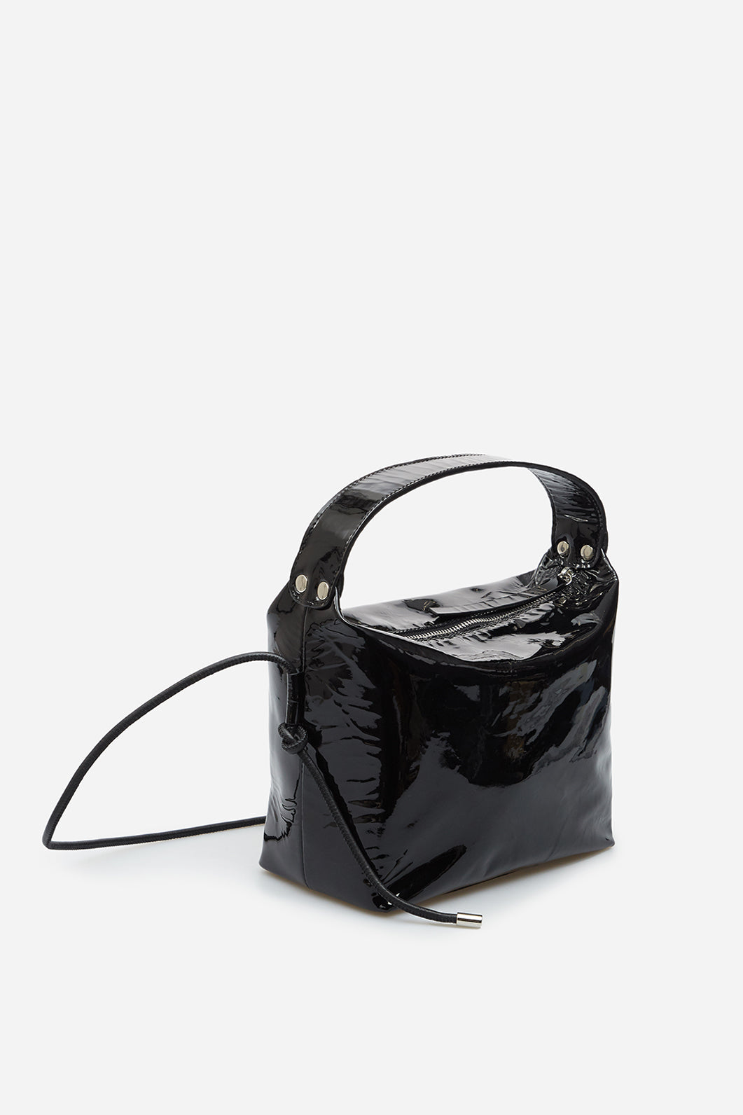 Selma mini black leather shoulder bag /silver/ KACHOROVSKA