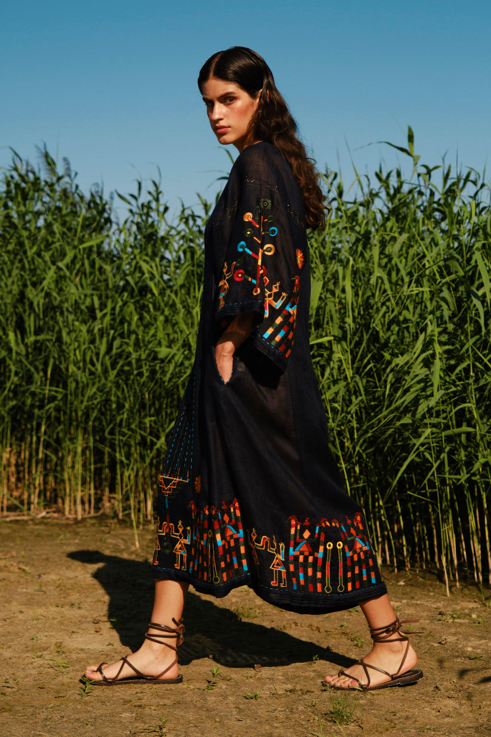 RAIN PRAYER MIDI DRESS IN NAVY BLUE My Sleeping Gypsy