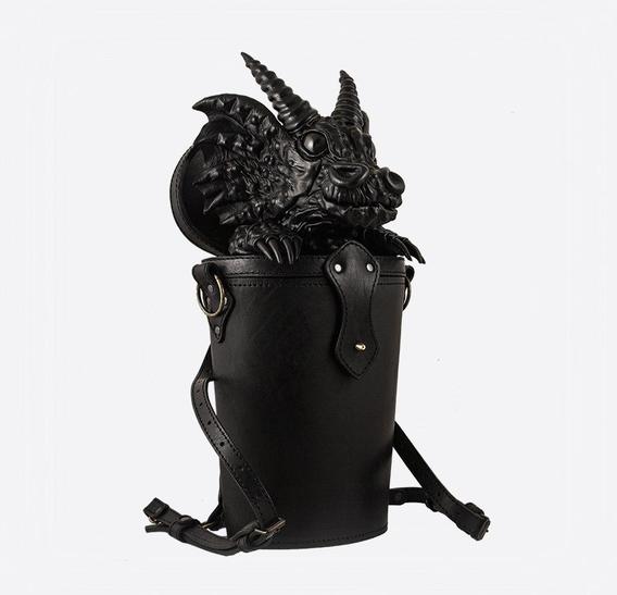 Black Dragon in Trunk Leather Bag-Backpack Bob Basset