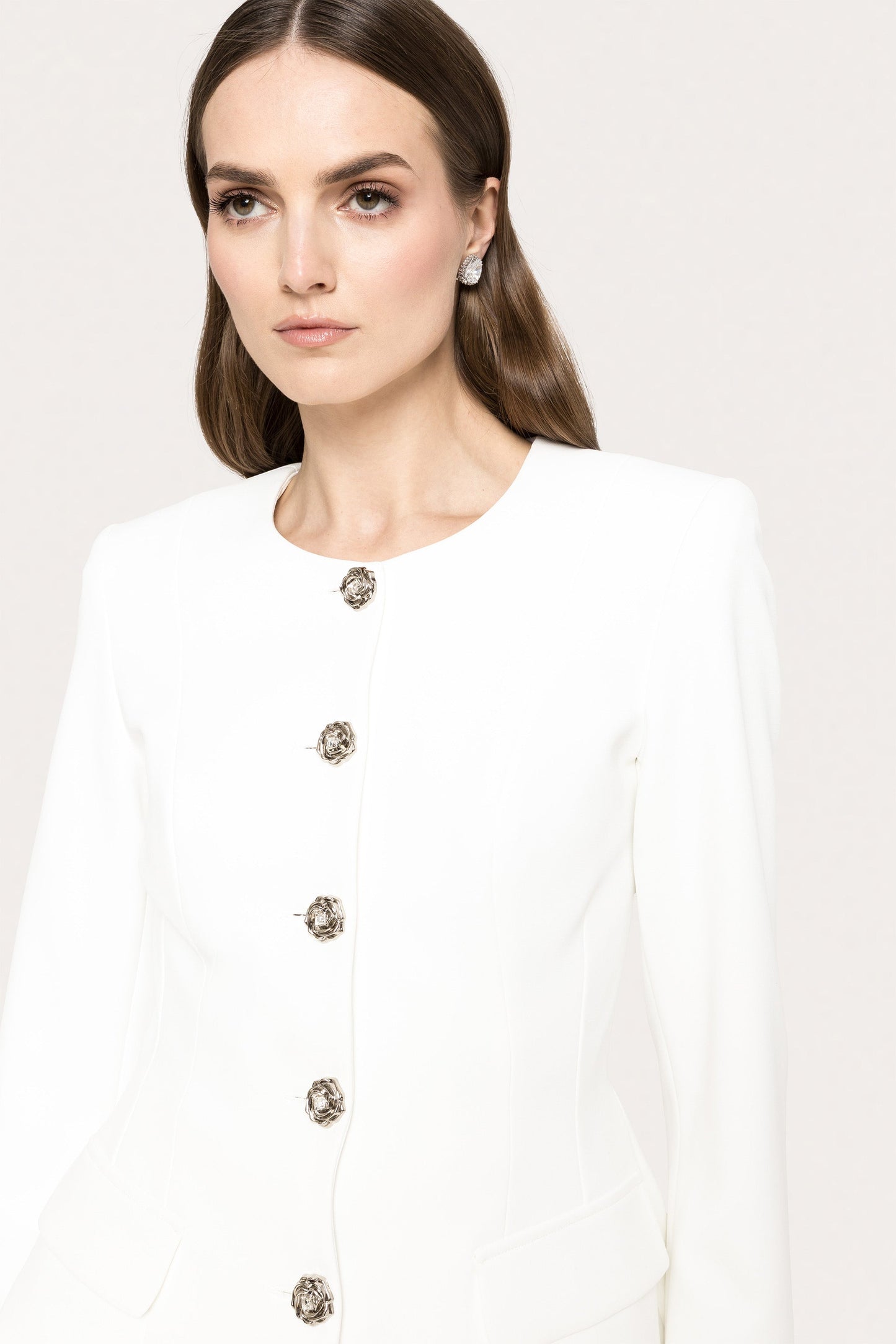 Fitted suit jacket - J15791 white NISSA