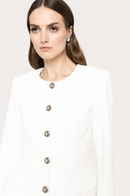 Fitted suit jacket - J15791 white NISSA