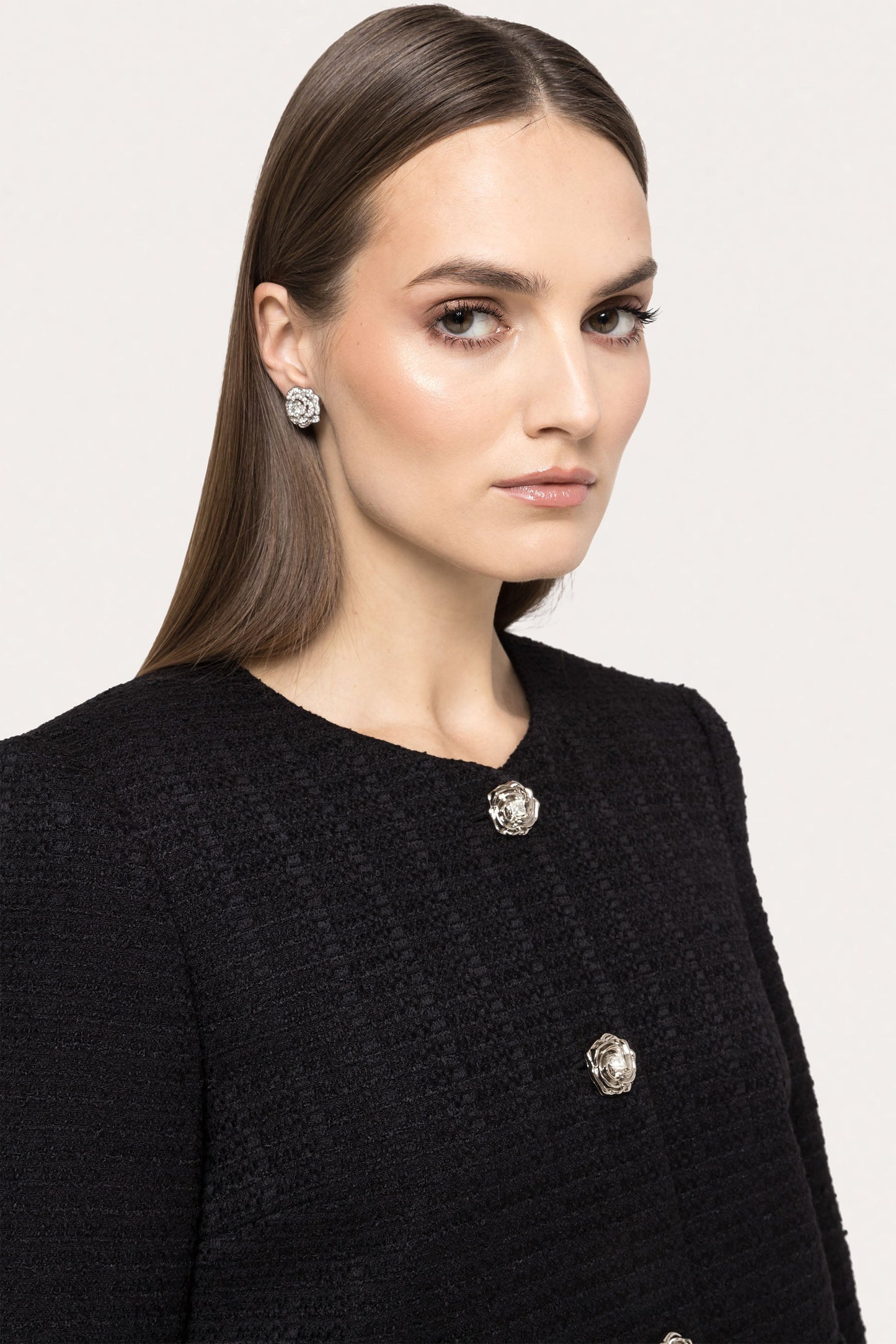 Bow-detail boucle suit jacket NISSA