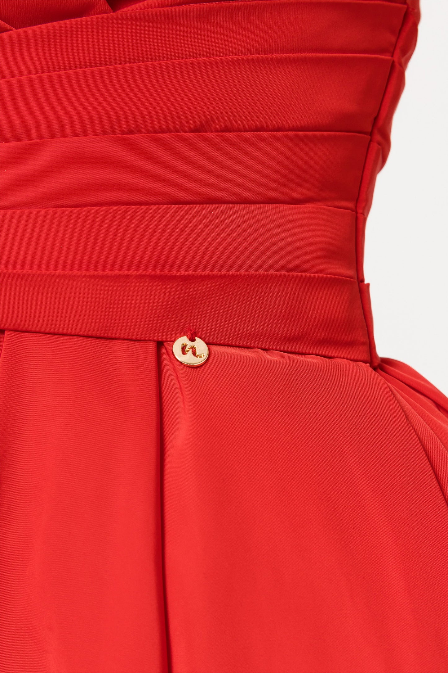 Floral-appliqué taffeta midi dress - RS15683 red NISSA