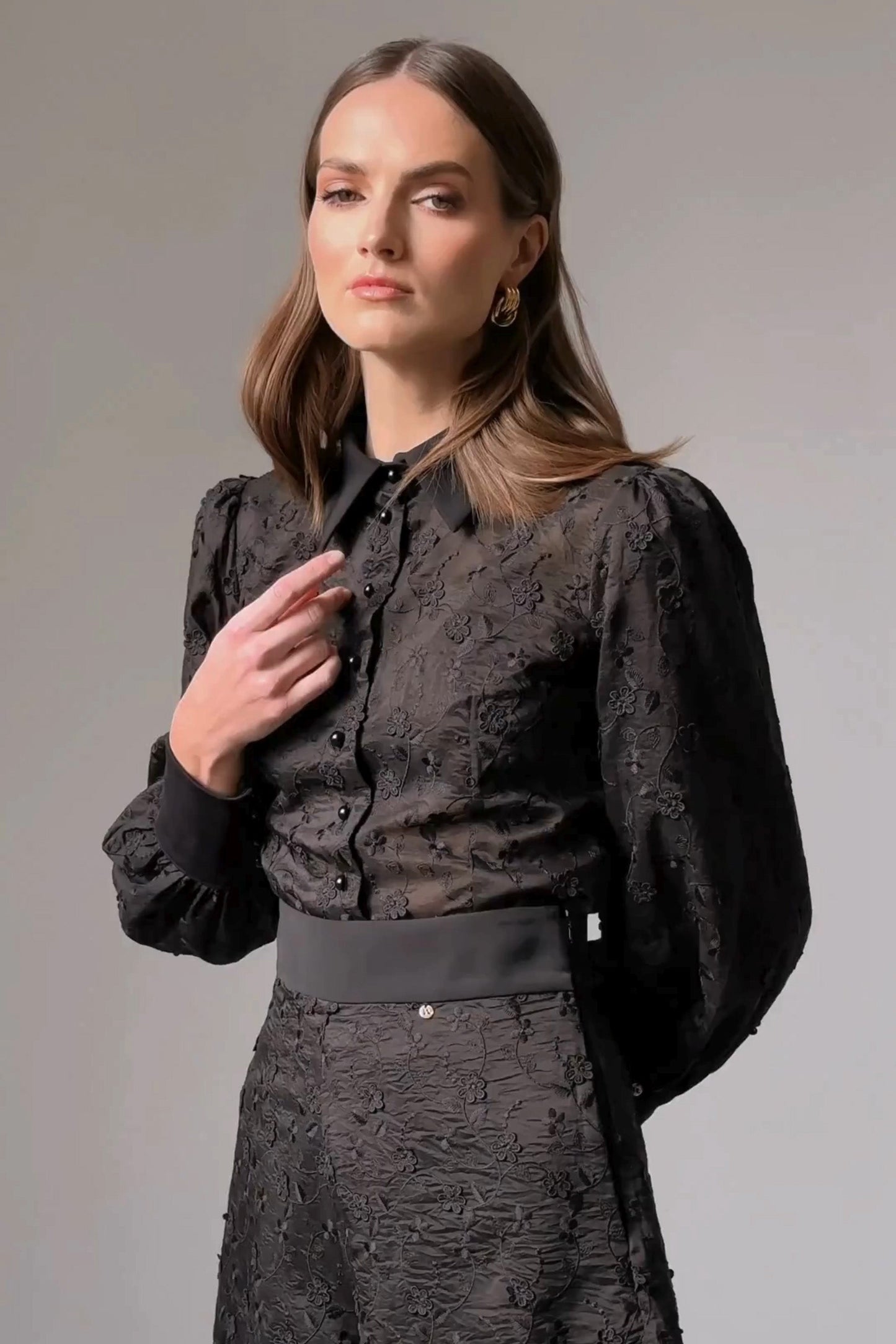 Embroidered lyocell shirt NISSA