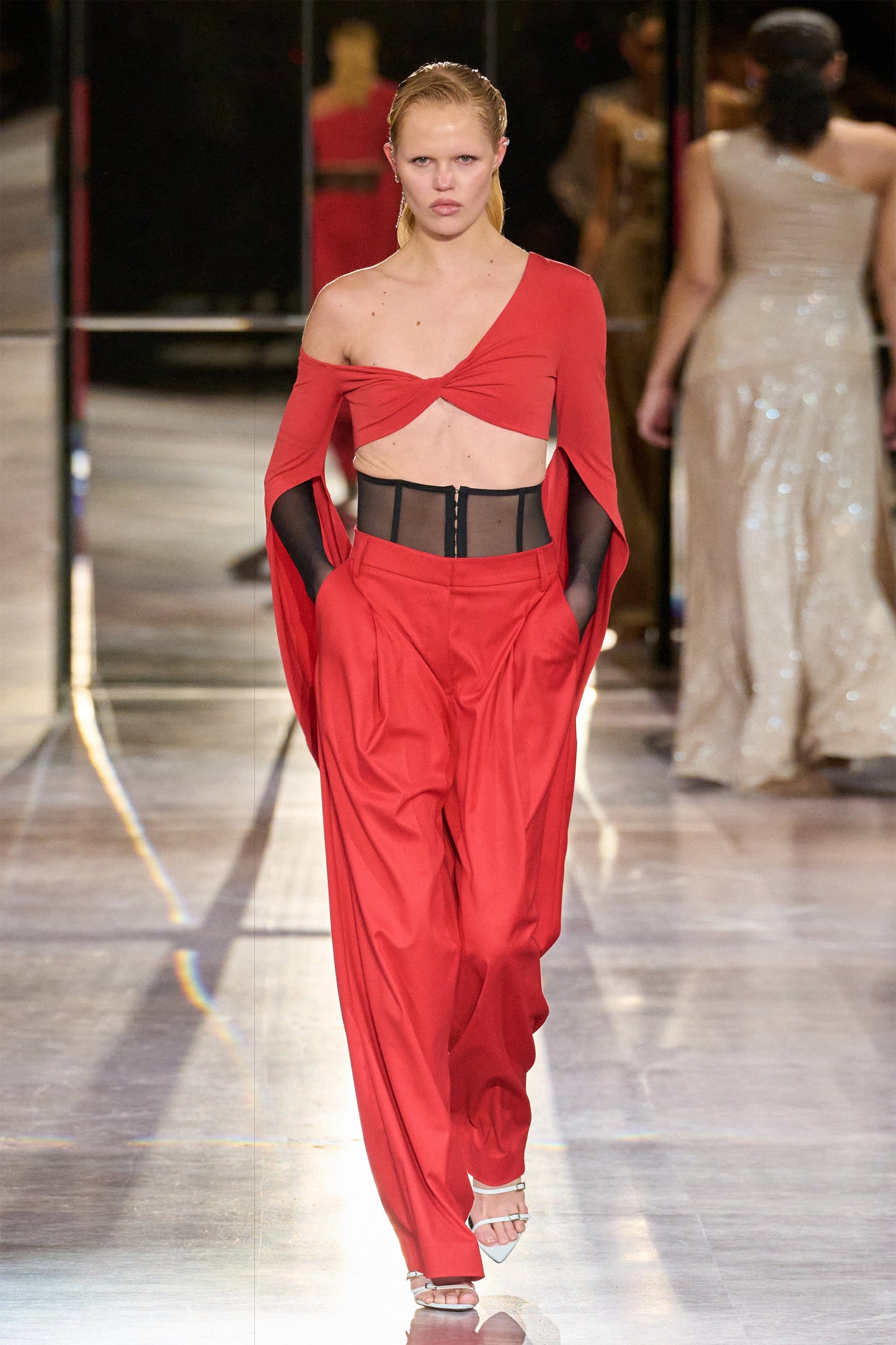 Mid waist tapered tailored pants NISSA