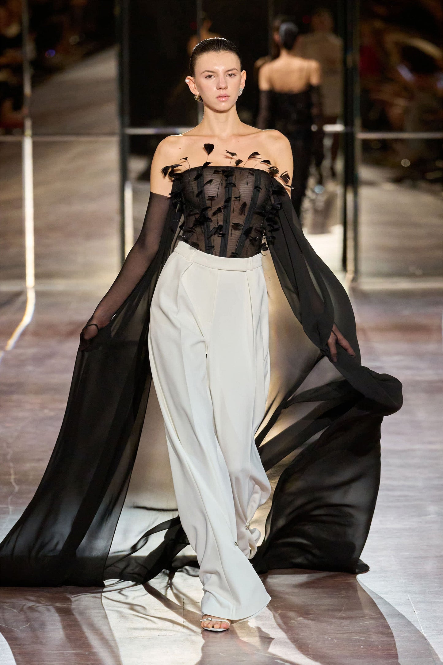 Crystal-detail high-rise pants NISSA